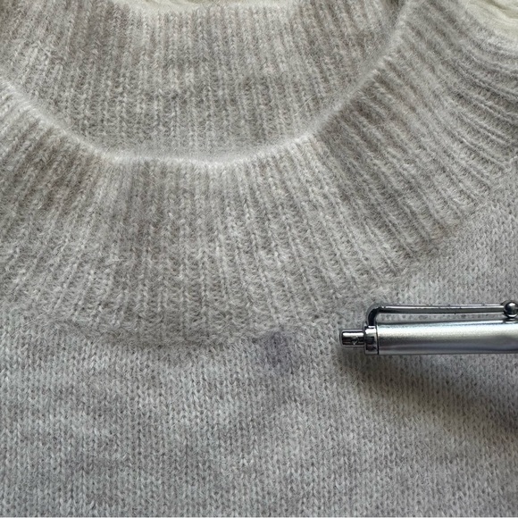 Madewell Sweater Alpaca-Blend Mockneck Puff Sleeve Hthr Alabaster L NWT New - Picture 12 of 13